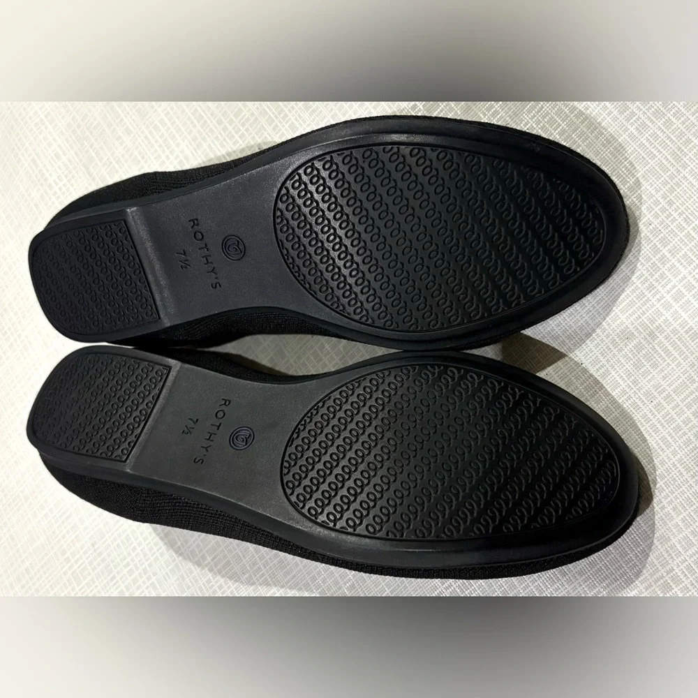 Rothy’s Sz 7.5 Black Washable Pointed Toe Ballerina Flats - Picture 9 of 11